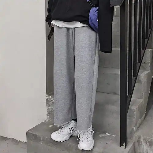 裤子2019新款韩版ins原宿风纯色百搭阔腿裤宽松运动休闲裤男女潮