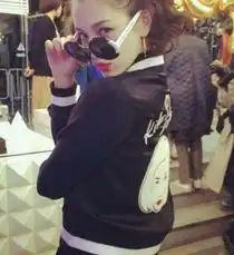 秋季新款欧美风植绒美人缎面螺纹袖口修身百搭短外套立领棒球服