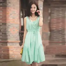 fevenly费雯莉2012年新款夏装时尚优雅无袖荷叶边连衣裙图片大全邮乐官方网站