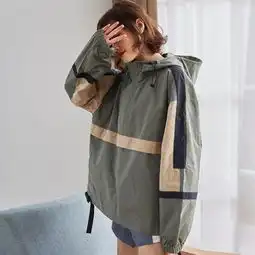 唐狮2019春季新款港风短款连帽套头撞色原宿风bf男女外套休闲潮