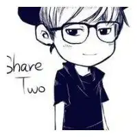 动漫眼镜戴帽子男孩黑白图片上有sharetwo的