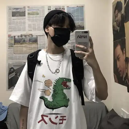 短袖女ins潮韩版原宿风嘻哈慵懒风刺绣宽松百搭情侣学生t恤上衣夏