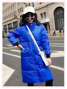 施悦名2018冬季新款女装原宿风韩版修身时尚羽绒服中长款学生情侣棉衣