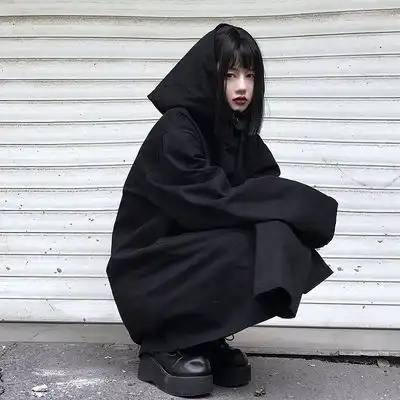 ins外套女韩版宽松学生春秋季新款原宿风bf风衣连帽中长款上衣潮