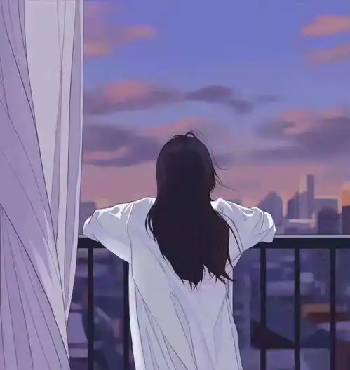 一个人看风景卡通头像
