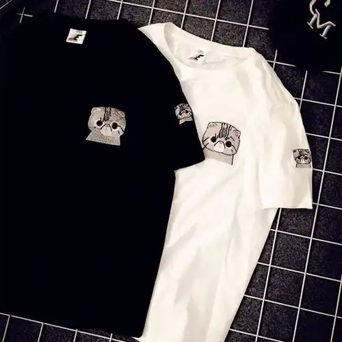 原宿风男女情侣装夏装新款韩范上衣bf百搭学生椰树短袖t恤宽松潮