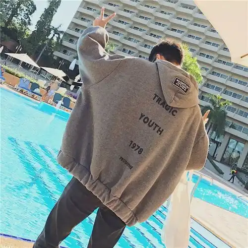韩版连帽卫衣男士潮流秋季原宿风宽松学生外套男港风棒球服情侣装