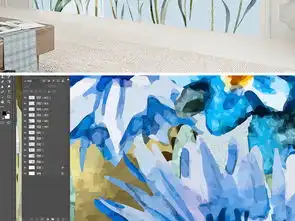 水彩手绘ins蓝色花卉唯美背景墙壁纸壁画图片素材psd效果图下载中式电视背景墙图大全电视背景墙编号18892543