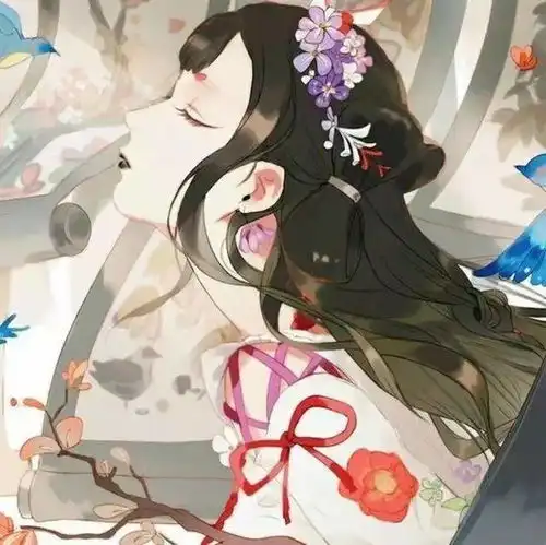 卧碧玉美人塌,勾唇嫣然一刹古风动漫女生头像