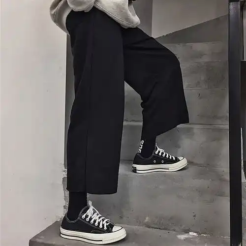 裤子2019新款韩版ins原宿风纯色百搭阔腿裤宽松运动休闲裤男女潮