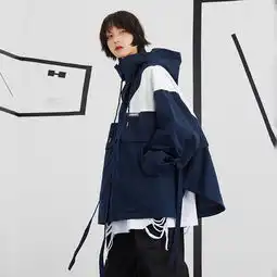 2020春季新款拼色连帽外套女宽松学生韩版情侣bf原宿风夹克上衣潮