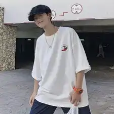 男士in复古原宿风情侣短袖t恤潮流五分半袖上衣打底衫dt