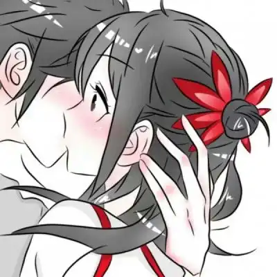 接吻头像情侣一式两张头