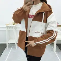 2018春秋原宿风bf工装拼色休闲外套女韩版新款宽松初中学生风衣潮