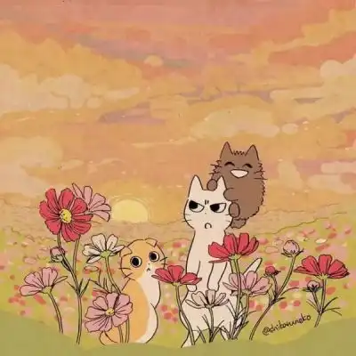 一组卡通可爱猫咪头像日本画师