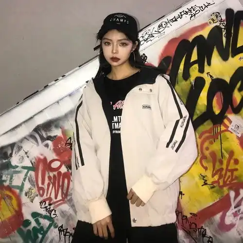 2019秋季新款学生短外套女学院风宽松bf男女情侣原宿风印花棒球服